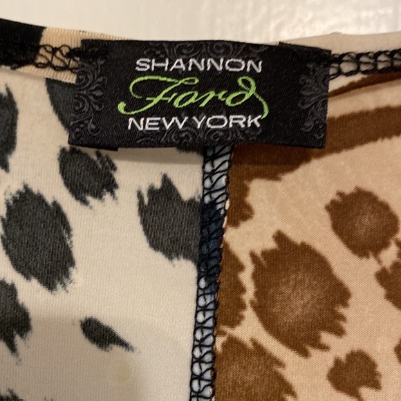 Shannon Ford NY top with gold sparkles over various animal prints. Size small. - Picture 2 of 6